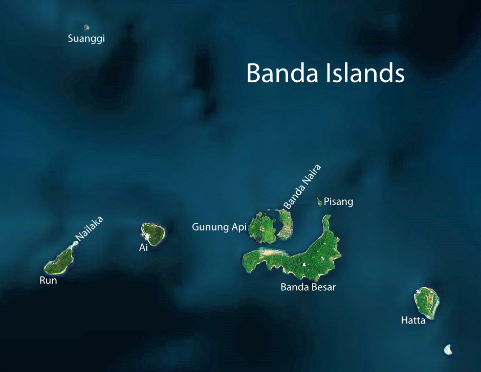 Map of the Banda Islands Indonesia