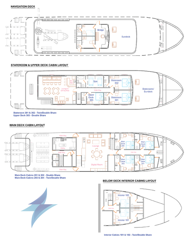 Solitude Gaia Palau Liveaboard Deck Layout