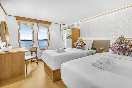 Solitude Gaia Palau Main Deck Ocean View with two twin beds