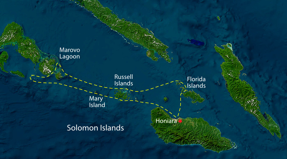 Solomon Islands Liveaboard Snorkeling Trip Detail Map